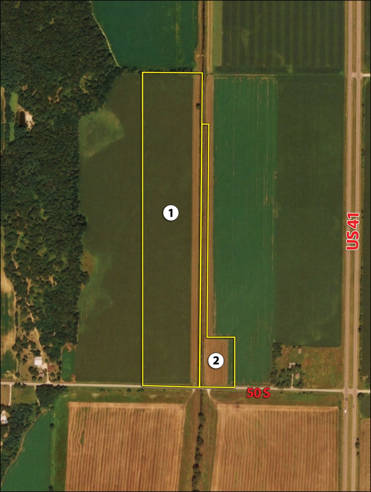 Tract map - 39.618 Acre Land Auction Offered in 2 Tracts